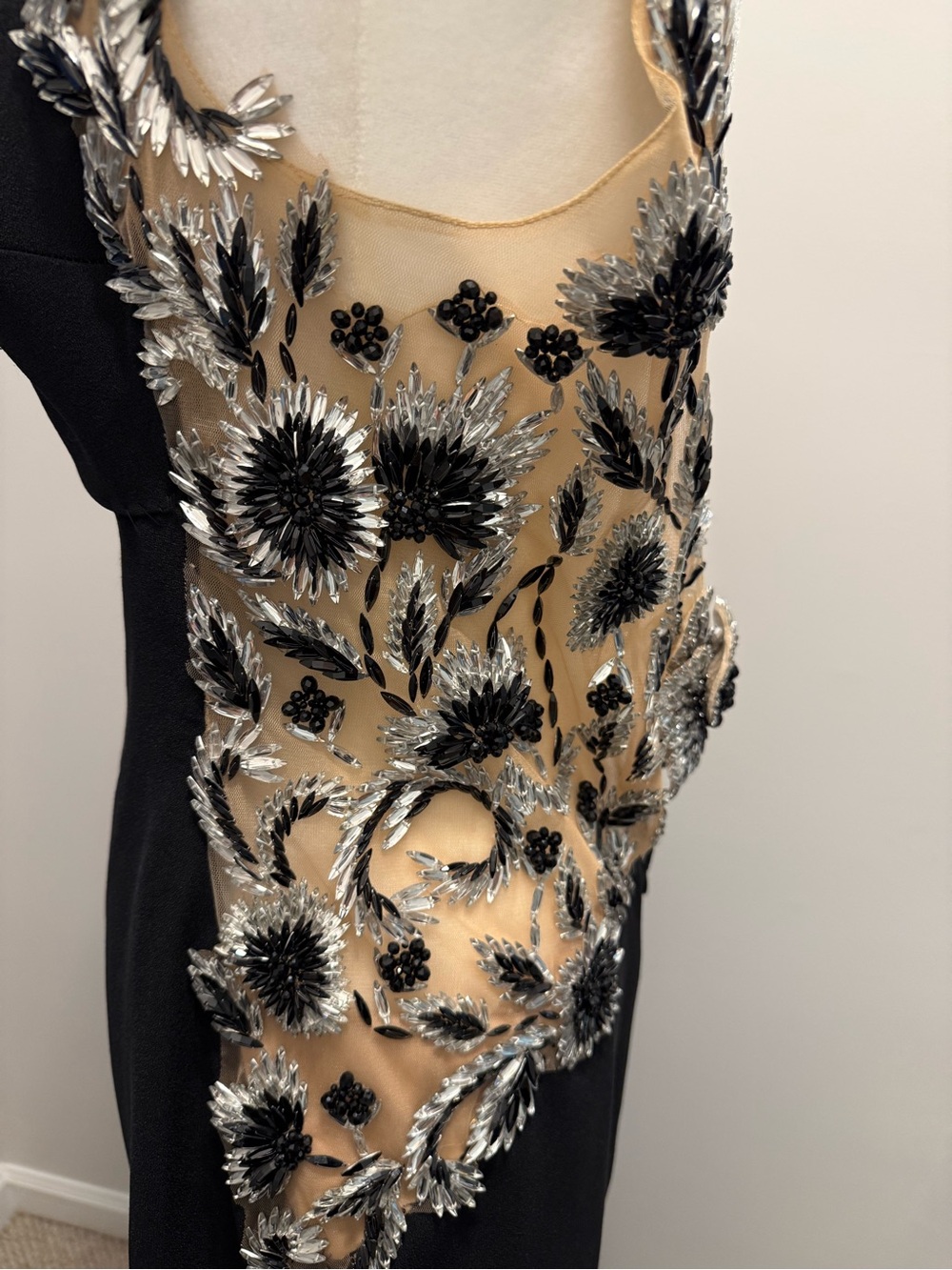 Tarik Ediz Black Silver Lace Applique Evening Gown Prom Gala Pageant 12 - Picture 6 of 16